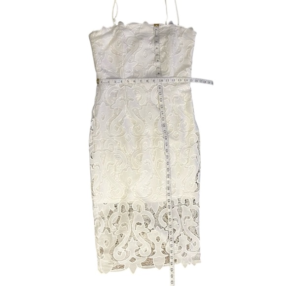 Bardot Lina Dress Women’s Medium White Elegant Fitted Lace Sheath Midi Skirt - Picture 4 of 9